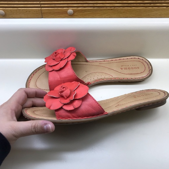Coral leather sandals - Picture 3 of 3